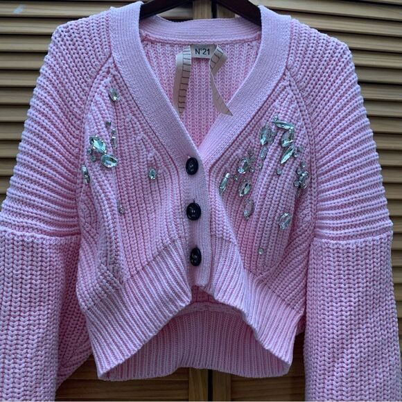 NWT No. 21 Cropped Pink Cardigan Medium - Picture 3 of 9